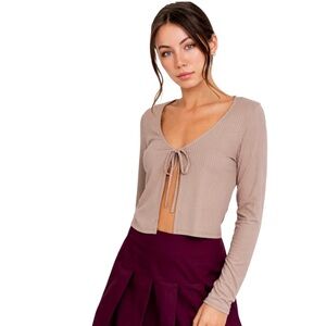Audrey Ribbed Tie-Front Top